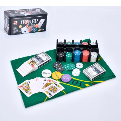 Набор для покера в металлической коробке 200 фишек 3896-B