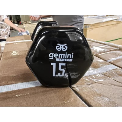 Гантель для фитнеса с виниловым покрытием 2шт по 1.5кг Gemini Sport GSD-1.5BK