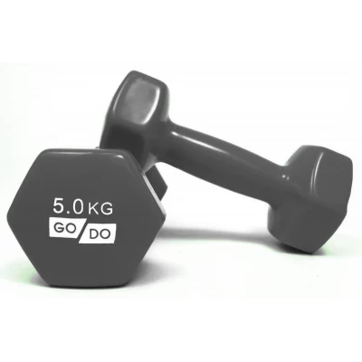 Гантели для фитнеса с виниловым покрытием 2шт по 5кг GoDo GD-5.0GREY