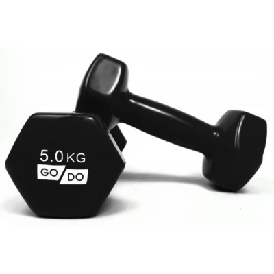 Гантель для фитнеса с виниловым покрытием 2шт по 5кг GoDo GD5.0BK