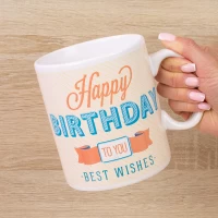 Кружка Гигант С Днем Рождения - Happy birthday best wishes (кремовая)