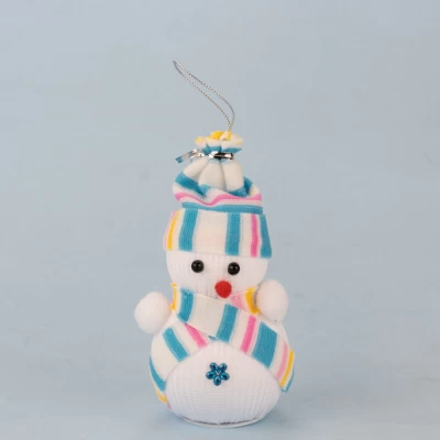 Декор новогодний Снеговик 14см в шапочке голубой