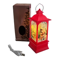 Декор Новогодний LED фонарь прямоугольный 20 см 13344 (красный)