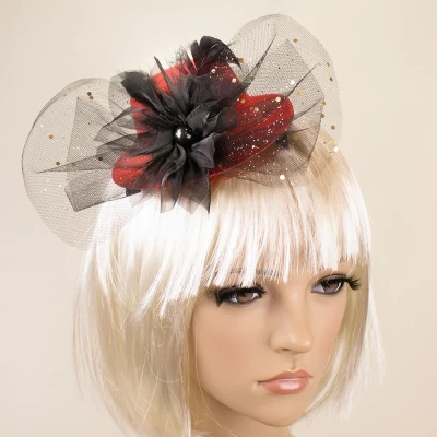 Карнавальная шляпка на заколках 14030 (красная)