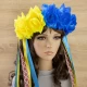Украинский веночек с лентами на ободке Виктория 13447 (желтый с синим)