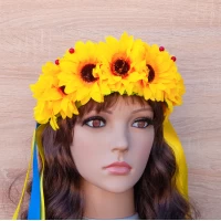 Украинский веночек на ободке Соломия 12224 (желтый) Украинский веночек на ободке Соломия 12224 (желтый)