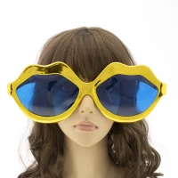 Очки Гигант Губы Металлик (золотые)