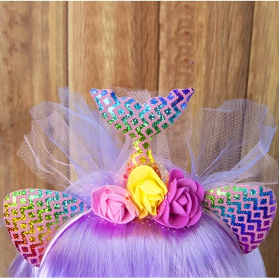 Аксессуар на ободке Русалочка мозаика (розовый)