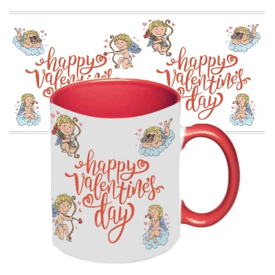 Чашка с принтом 64101 Ангелы любви (красная)