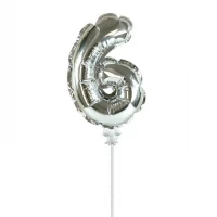 Шарик цифра в торт серебро 6 Шарик цифра в торт серебро 6