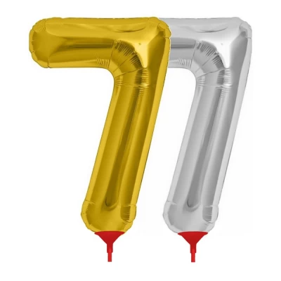 Шарик Цифра (45см) с палочкой золото 7