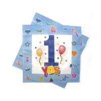 Салфетки 1 год голубые (уп. 20шт)