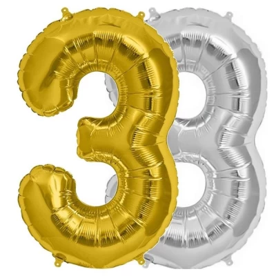 Шарик Цифра (45см) золото 3