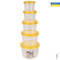 Контейнеры пищевые с резьбой 5пр/наб 0.2/0.3/0.5/0.7/1.0л d14*10см