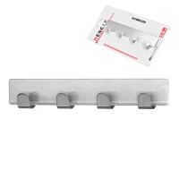 Вешалка самоклеющаяся 4крючка 16*3.5см