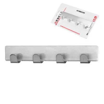 Вешалка самоклеющаяся 4крючка 16*3.5см Вешалка самоклеющаяся 4крючка 16*3.5см