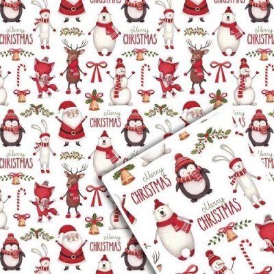 Бумага упаковочная мелованная новогодняя 70*100см 10л/уп