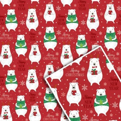 Бумага упаковочная мелованная новогодняя 10л/уп 70*100см