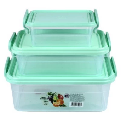 Контейнеры пищевые с ручками 3пр/наб 0.55/1.2/2.5л 18*25*9см