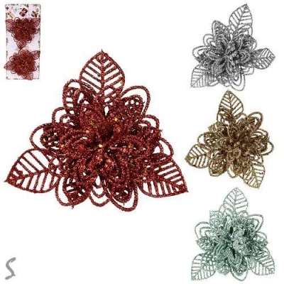 Декор праздничный "Цветы" 14см 2шт/уп