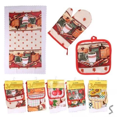 Кухонный набор (рукавица, прихватка, полотенце) 3пр/наб