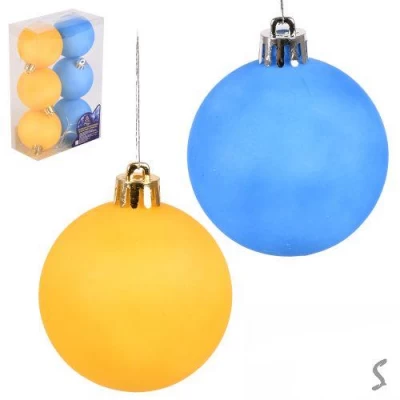 Елочные шарики "Желто-голубые" 8см 6шт/наб