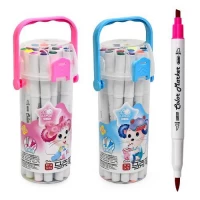 Маркеры двухсторонние белый корпус 18цв