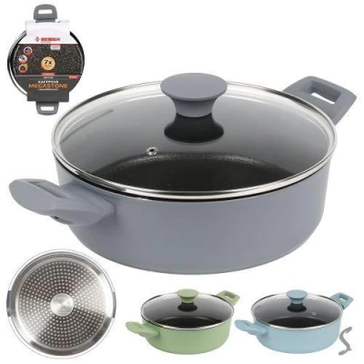 Кастрюля с крышкой литая мрамор "Megastone" инд. дно 3.0л Кастрюля с крышкой литая мрамор "Megastone" инд. дно 3.0л