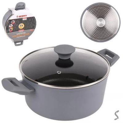 Кастрюля с крышкой литая мрамор Кастрюля с крышкой литая мрамор