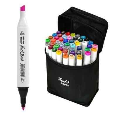 Маркеры двухсторонние белый корпус 48цв