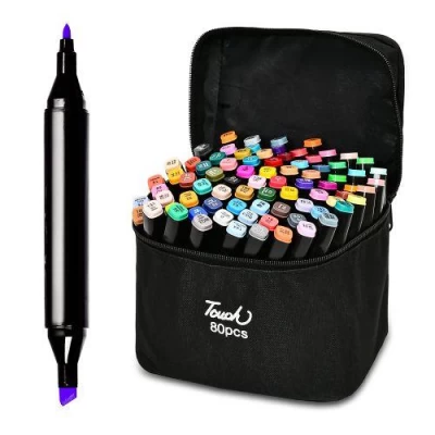 Маркеры двухсторонние черный корпус 80цв масляные