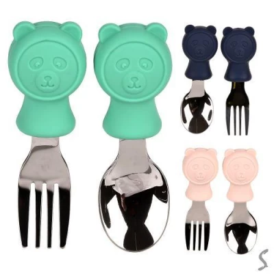 Набор детского фраже силикон 2пр/наб (вилка, ложка) 9.5*3см