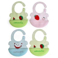 Слюнявчик силиконовый с карманом с рисунком 23*31см