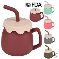 Чашка-поилка силиконовая с трубочкой 