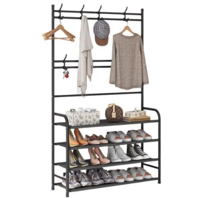 Вешалка-стойка с полками для обуви 170*80*25.5см Вешалка-стойка с полками для обуви 170*80*25.5см