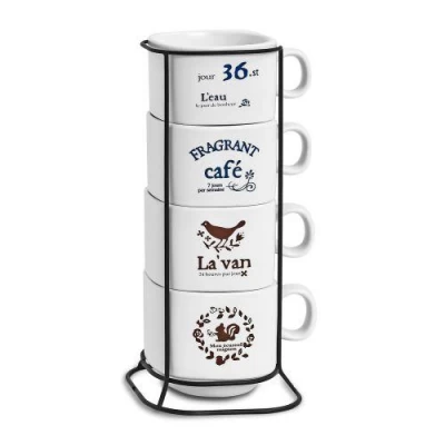 Чашки на подставке "Fragrant cafe" 5пр/наб 200мл