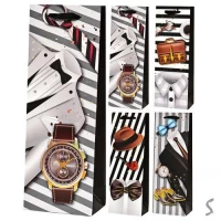 Пакет подарочный бумажный под бутылку 