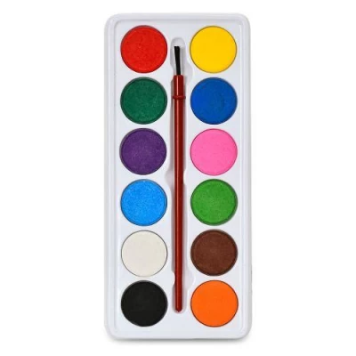 Краски акварельные 12цв с кисточкой