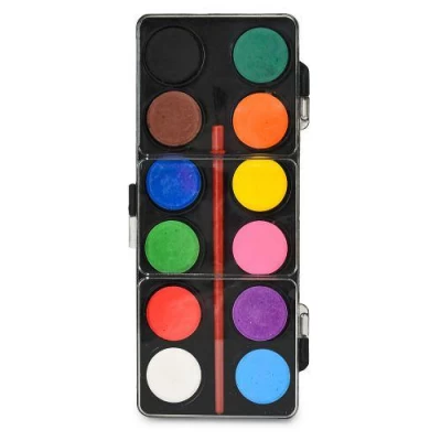 Краски акварельные сухие 12цв с кисточкой