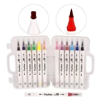 Набор маркеров двухсторонних (маркер/кисточка) "BobDog" 12цв	