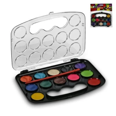 Краски акварельные "Чемоданчик" 12цв полусухие с кисточкой