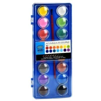 Краски акварельные 16цв с кисточкой