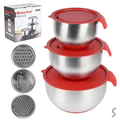 Миски SS с крышками/терками d18/22/26см