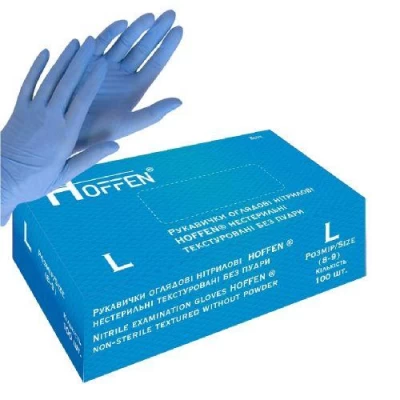 Перчатки нитриловые L Hoffen 3.2г нестерильные текстурированные б/п 50пар/уп