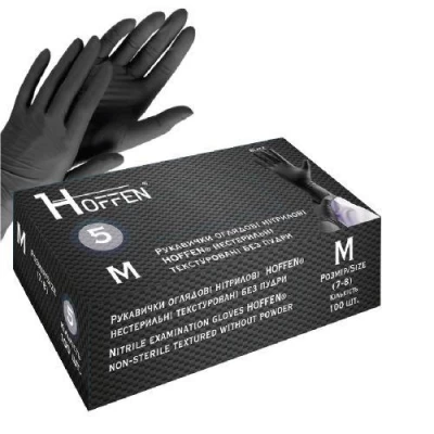 Перчатки нитриловые M Hoffen 5.0г нестерильные текстурированные б/п 50пар/уп