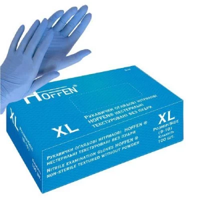 Перчатки нитриловые XL Hoffen 3.2г нестерильные текстурированные б/п 50пар/уп