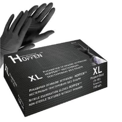 Перчатки нитриловые XL Hoffen 3.5г нестерильные текстурированные б/п 50пар/уп Перчатки нитриловые XL Hoffen 3.5г нестерильные текстурированные б/п 50пар/уп