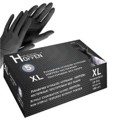 Перчатки нитриловые XL Hoffen 5.0г нестерильные текстурированные б/п 50пар/уп