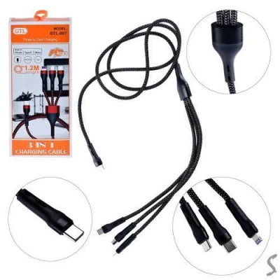 Кабель GTL 3-in-1 Type-C to Lightning+Micro+Type-C PD 200W 1.2м