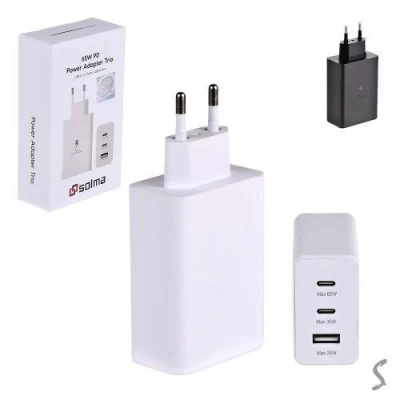 Сетевое зарядное устройство SOLMA PD "Trio" USB-C 65W/USB-C 25W/USB-A 15W
